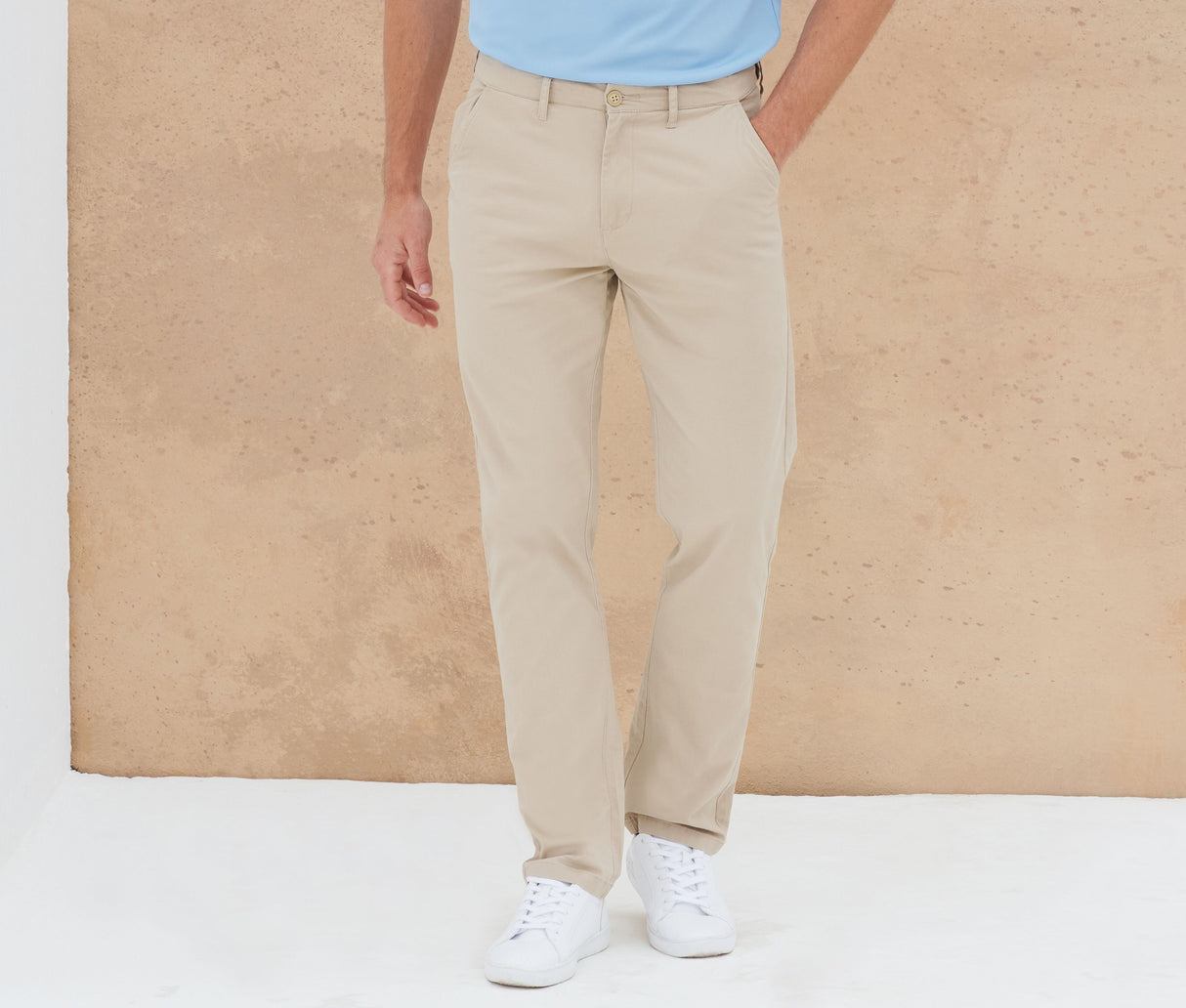 HENBURY MEN'S STRETCH CHINO WITH FLEX WAISTBAND