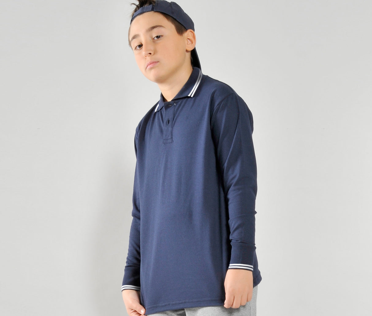 KIDS' LONG SLEEVE PIQUE POLO SHIRT