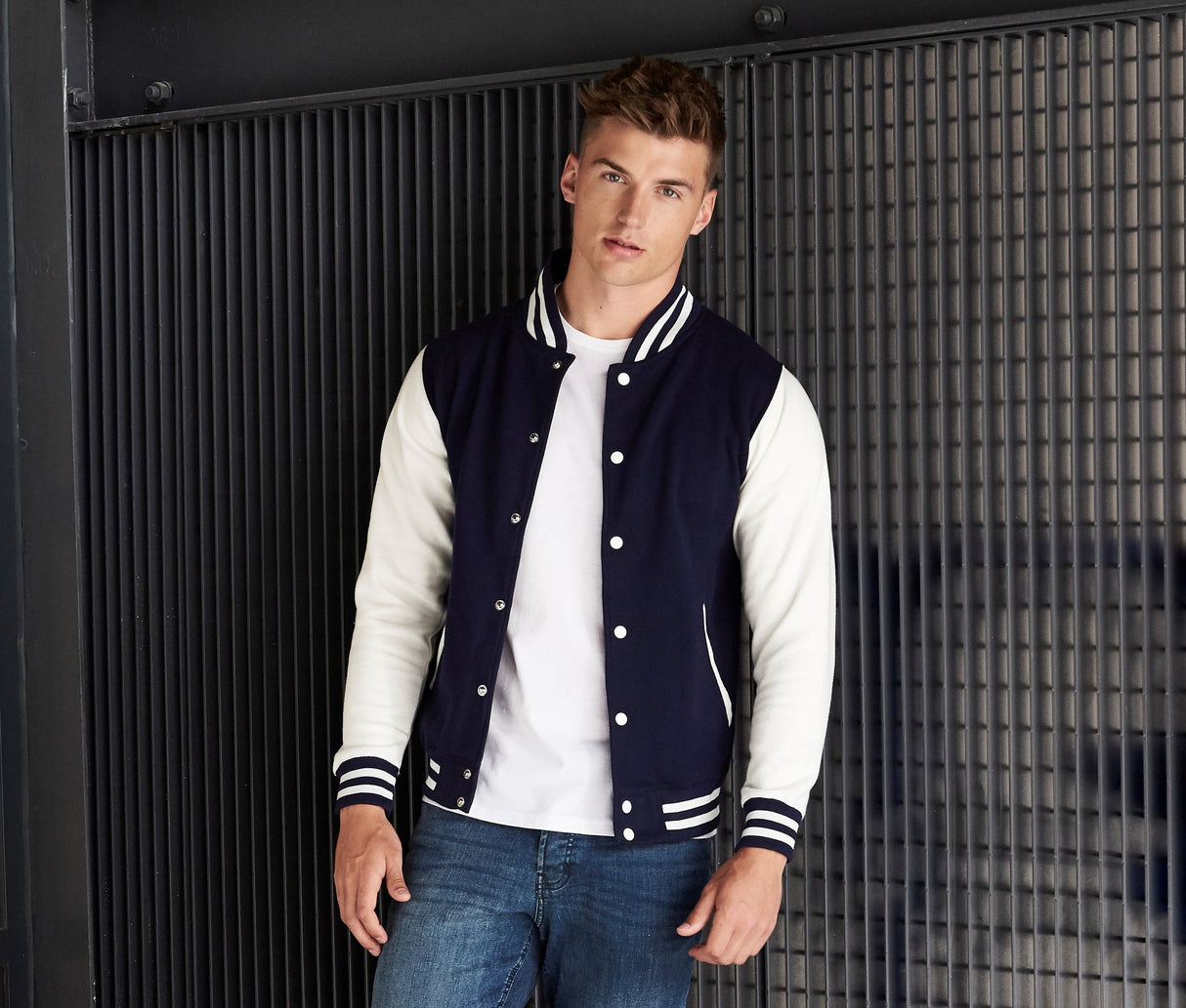 JUST HOODS VARSITY JACKET