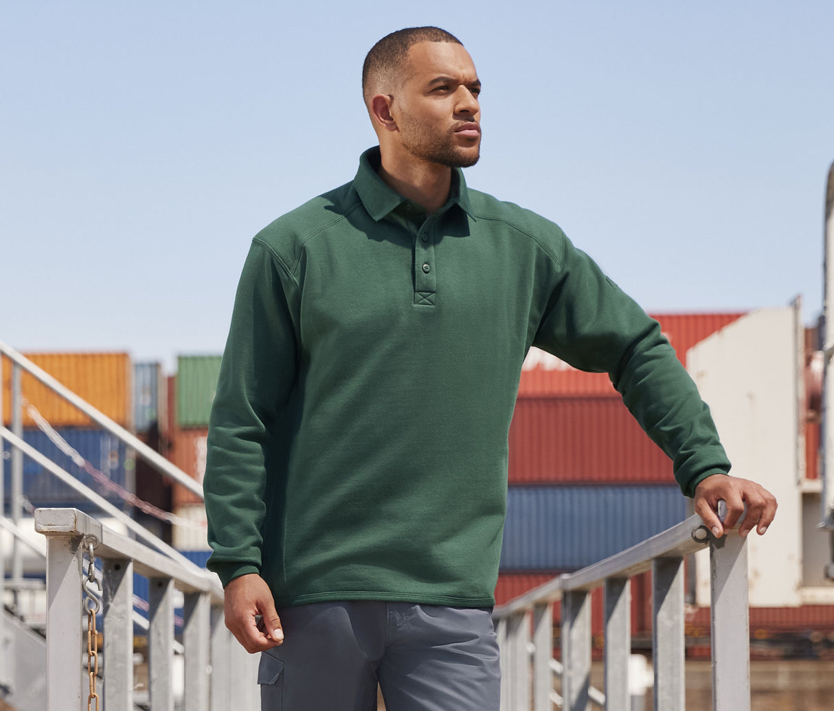 RUSSELL HEAVY DUTY WORKWEAR COLLAR SWEATSHIRT