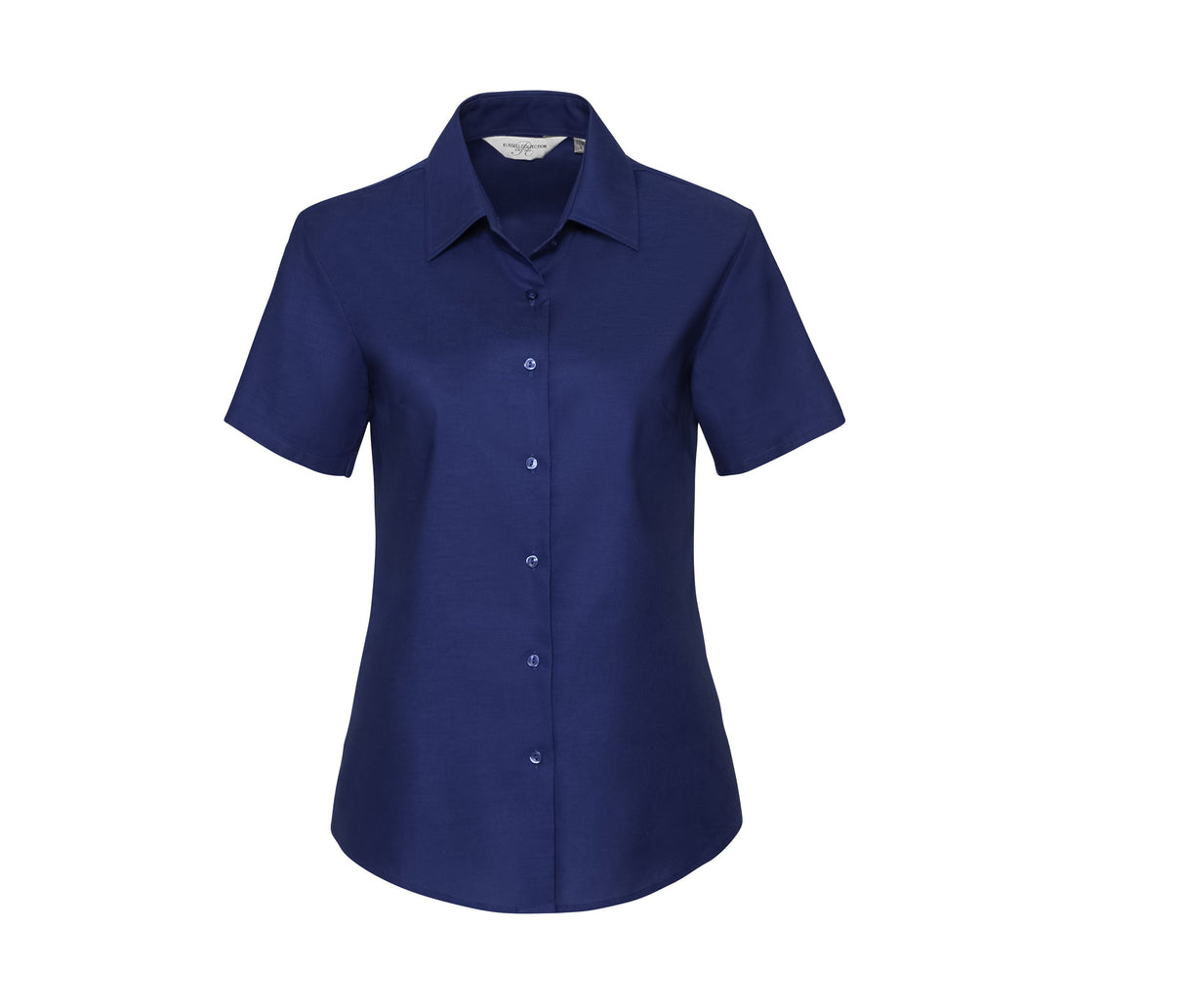 RUSSELL COLLECTION LADIES' SHORT SLEEVE TAILORED OXFORD SHIRT