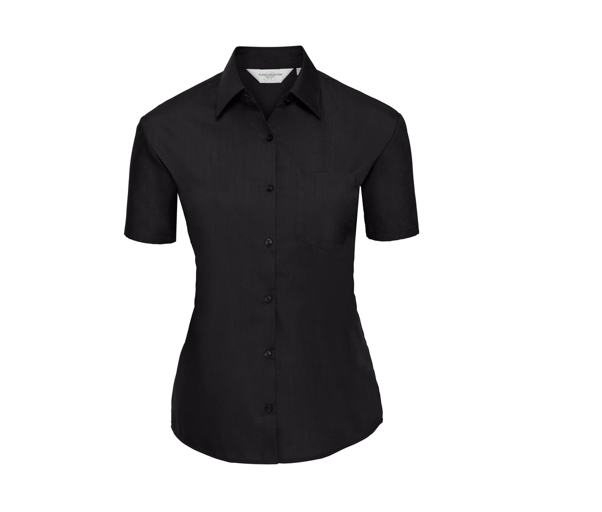 RUSSELL COLLECTION LADIES' SHORT SLEEVE CLASSIC POLYCOTTON POPLIN SHIRT