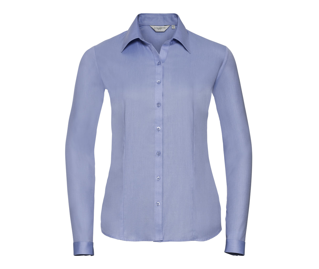 RUSSELL COLLECTION LADIES' LONG SLEEVE TAILORED HERRINGBONE SHIRT