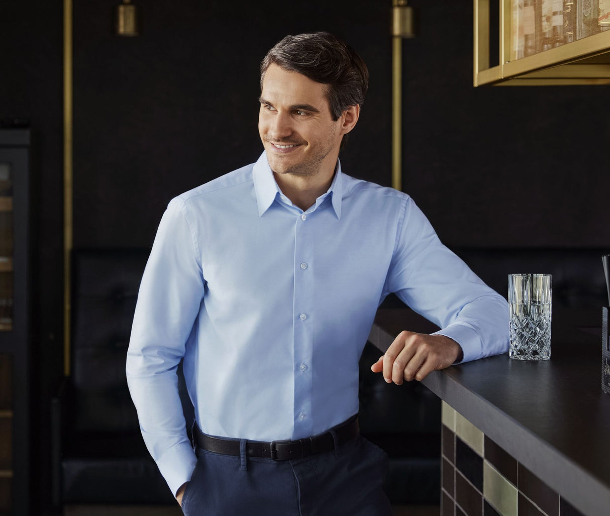 RUSSELL COLLECTION MEN'S LONG SLEEVE TAILORED OXFORD SHIRT