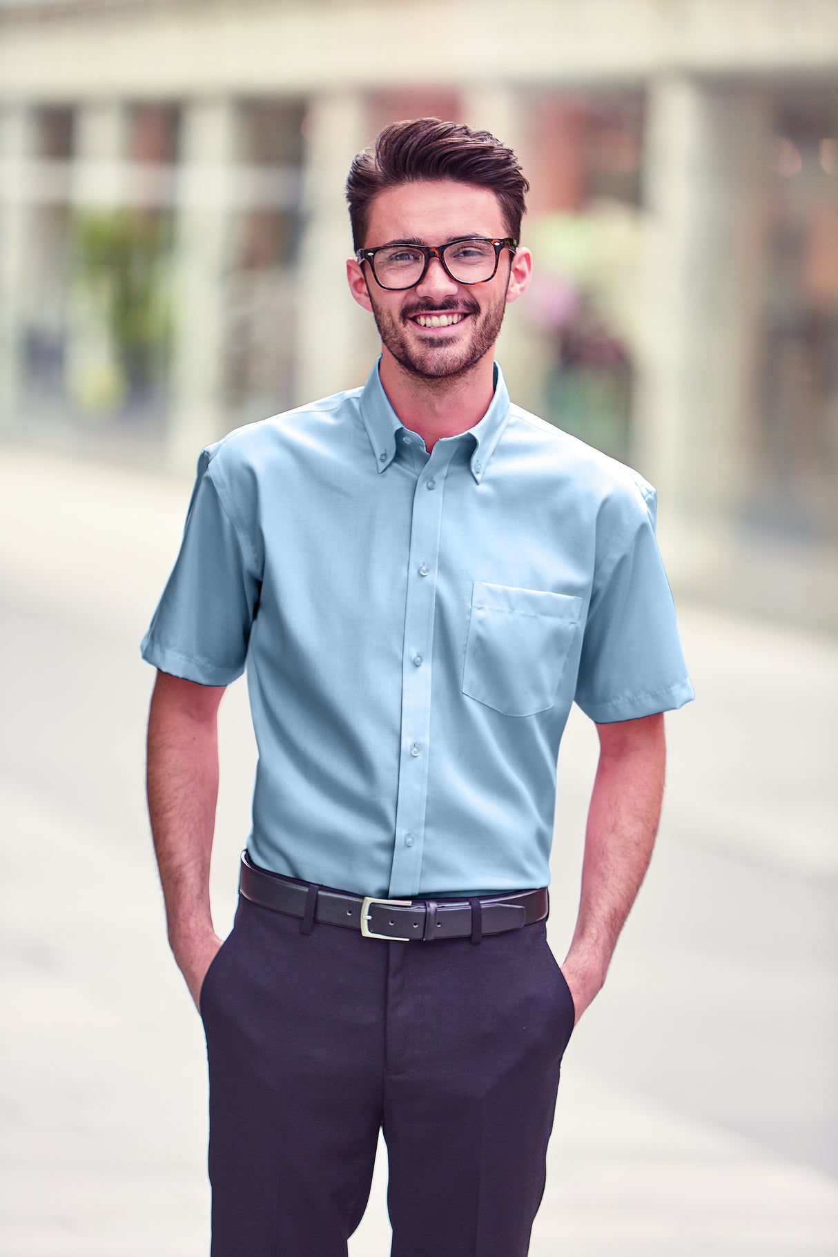 RUSSELL COLLECTION MEN'S SHORT SLEEVE CLASSIC ULTIMATE NON-IRON SHIRT