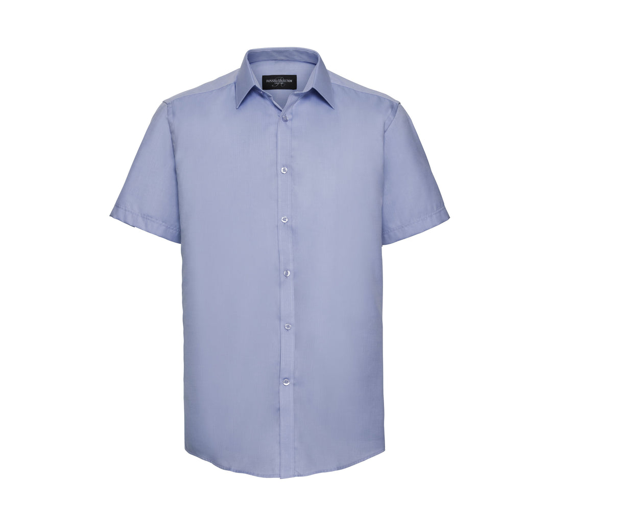 RUSSELL COLLECTION MEN'S SHORT SLEEVE TAILORED HERRINGBONE SHIRT