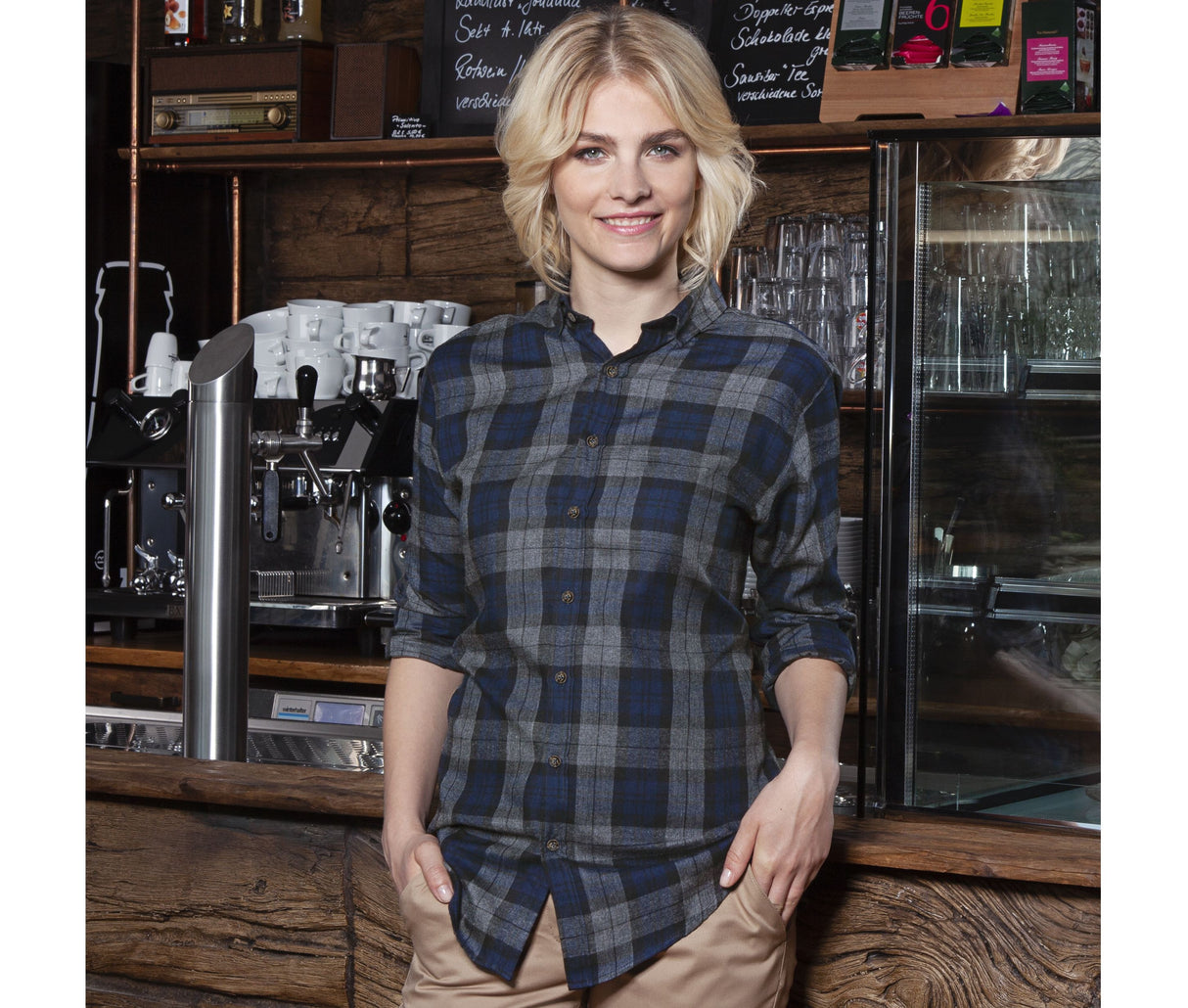 Ladies' checked blouse urban style