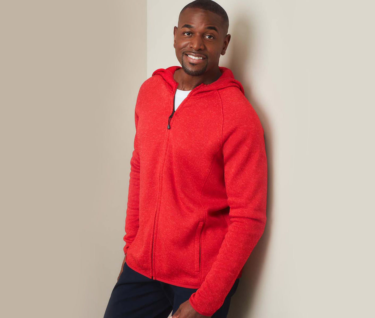 STEDMAN LUX HOODED KNIT FLEECE JACKET FOR MEN