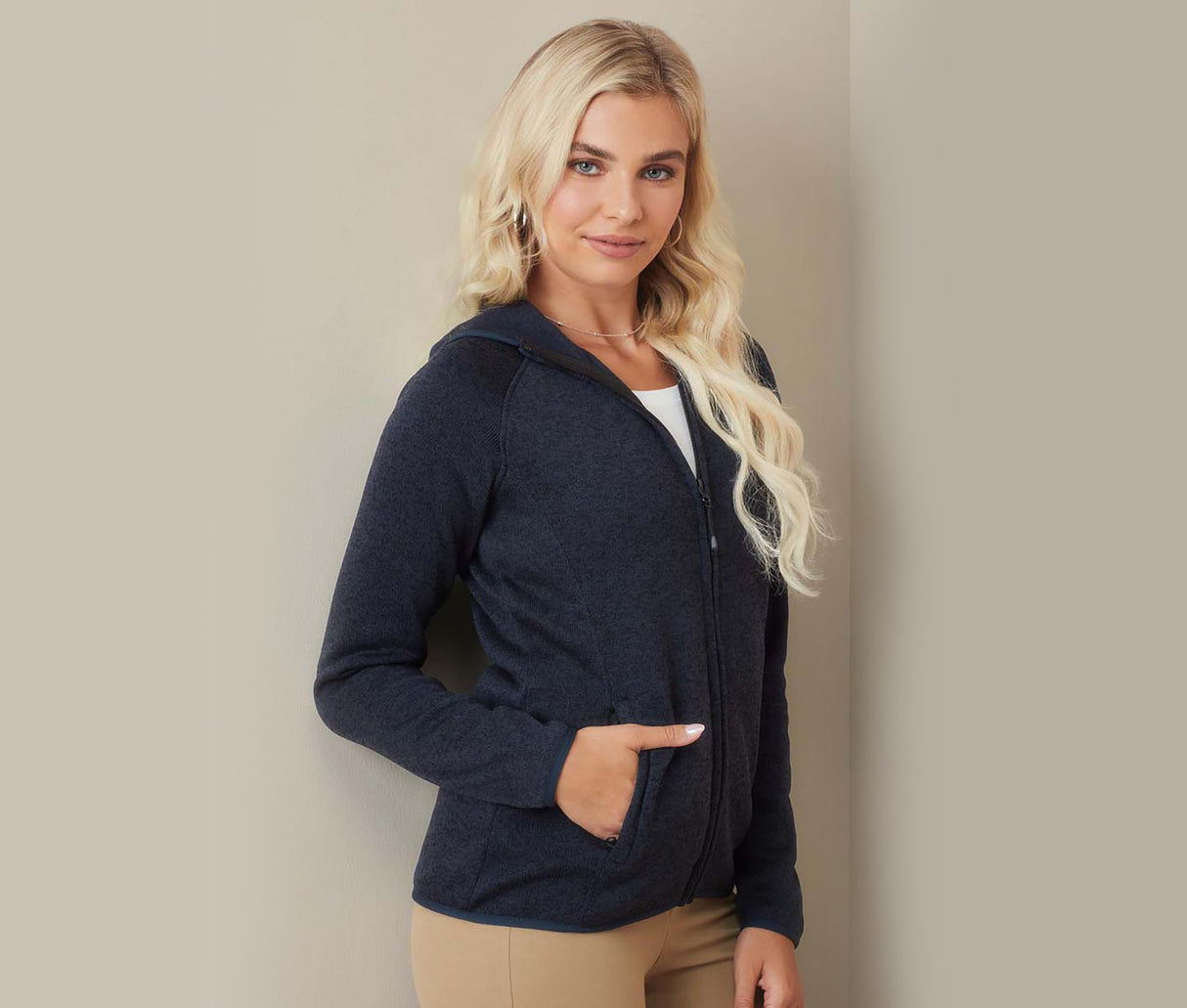 STEDMAN LUX HOODED KNIT FLEECE JACKET FOR WOMEN
