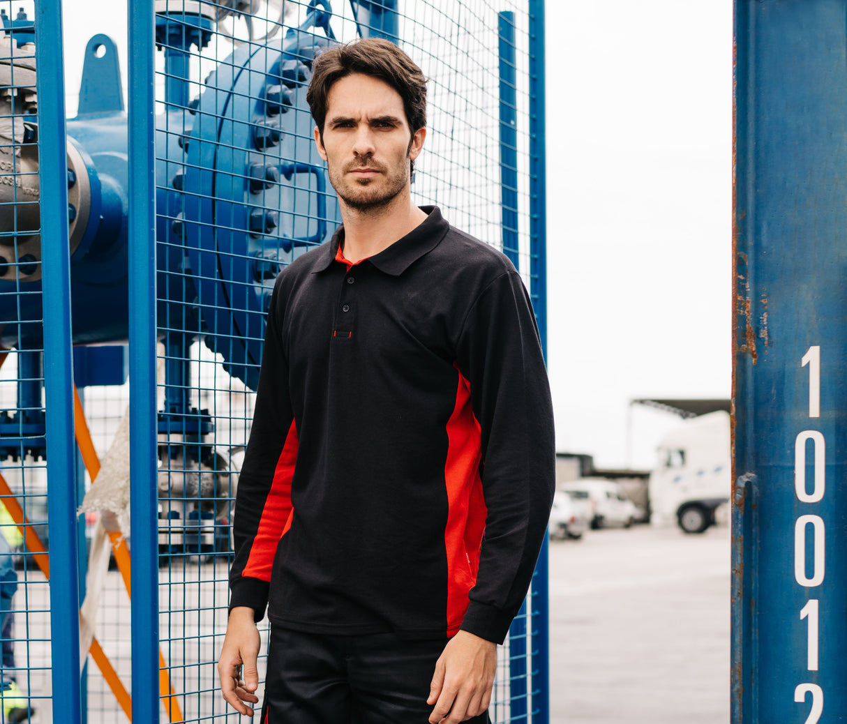 VELILLA TWO-TONE LONG-SLEEVE POLO SHIRT