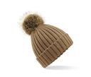 BEECHFIELD FAUX FUR POP POM CHUNKY BEANIE