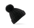 VERBIER FAUX FUR POP POM CHUNKY BEANIE