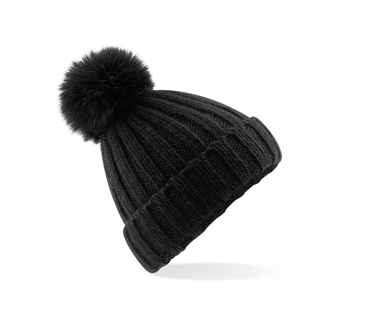 VERBIER FAUX FUR POP POM CHUNKY BEANIE
