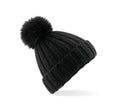 VERBIER FAUX FUR POP POM CHUNKY BEANIE