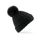 VERBIER FAUX FUR POP POM CHUNKY BEANIE