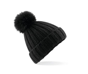 VERBIER FAUX FUR POP POM CHUNKY BEANIE