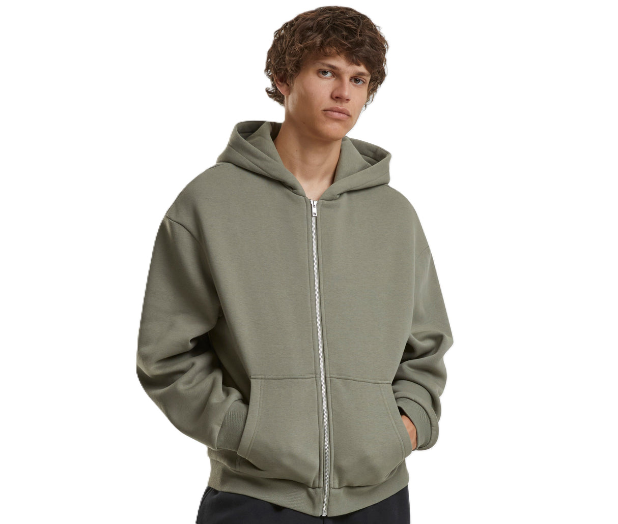 BUILD YOUR BRAND FLUFFY ZIP HOODY