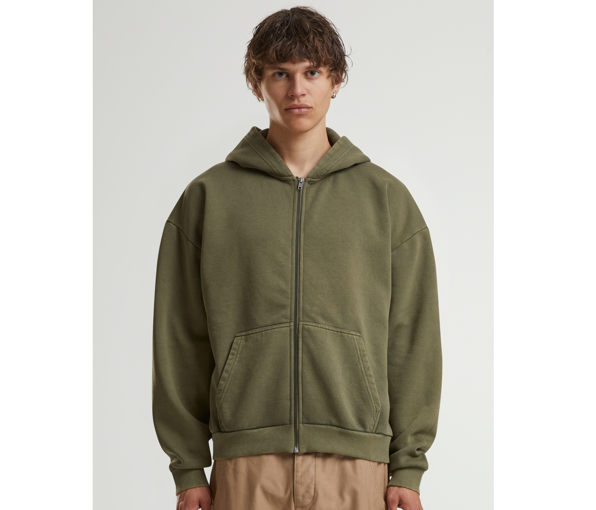 BUILD YOUR BRAND STONEWASH HEAVY ZIP HOODIE