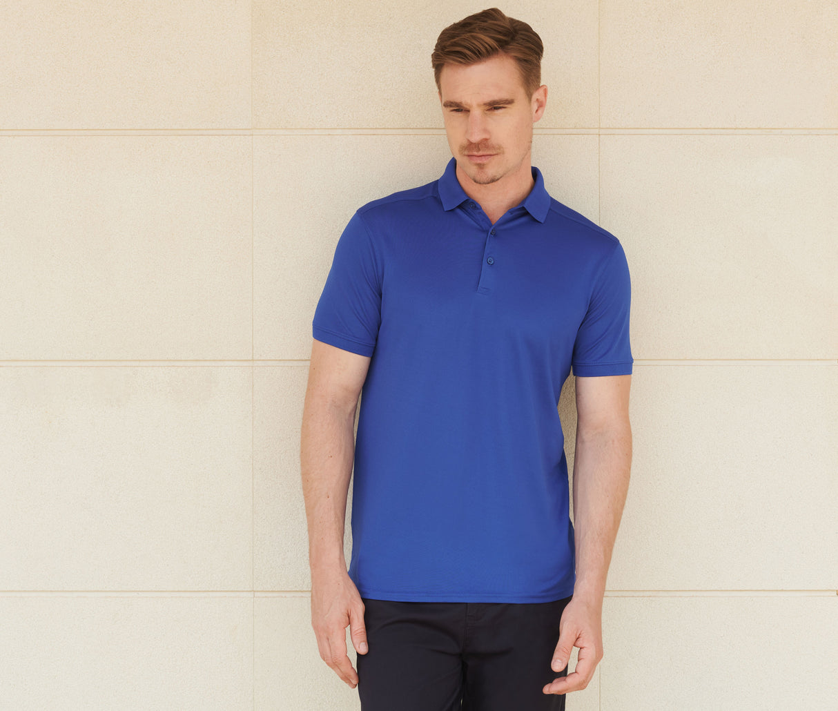 HENBURY MEN’S STRETCH POLYESTER POLO SHIRT