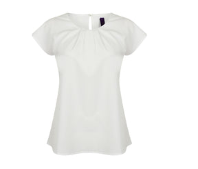 LADIES PLEAT FRONT S/S BLOUSE