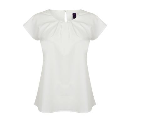 LADIES PLEAT FRONT S/S BLOUSE
