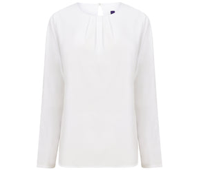 LADIES' PLEAT FRONT LONG SLEEVED BLOUSE