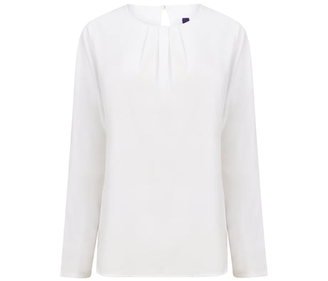 LADIES' PLEAT FRONT LONG SLEEVED BLOUSE