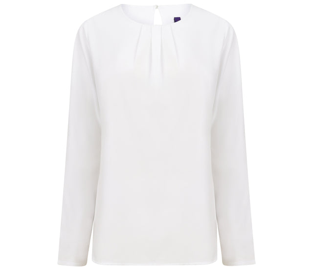 LADIES' PLEAT FRONT LONG SLEEVED BLOUSE