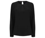 HENBURY LADIES' PLEAT FRONT LONG SLEEVED BLOUSE