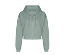JUST HOODS WOMEN'S FASHION CROPPED ZIP HOODIE