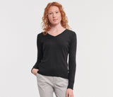 LADIES' V-NECK KNITTED SWEATER