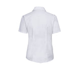 RUSSELL COLLECTION LADIES' SHORT SLEEVE TAILORED OXFORD SHIRT