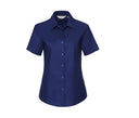 RUSSELL COLLECTION LADIES' SHORT SLEEVE TAILORED OXFORD SHIRT