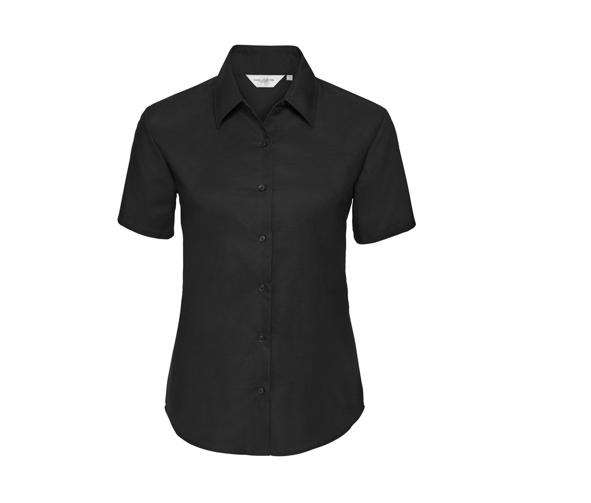 RUSSELL COLLECTION LADIES' SHORT SLEEVE TAILORED OXFORD SHIRT