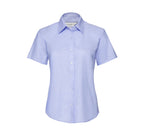 RUSSELL COLLECTION LADIES' SHORT SLEEVE TAILORED OXFORD SHIRT