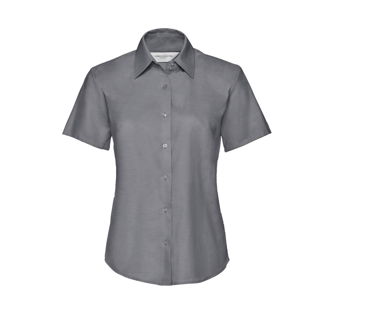RUSSELL COLLECTION LADIES' SHORT SLEEVE TAILORED OXFORD SHIRT