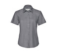 RUSSELL COLLECTION LADIES' SHORT SLEEVE TAILORED OXFORD SHIRT