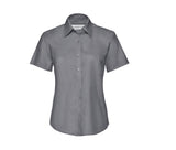 RUSSELL COLLECTION LADIES' SHORT SLEEVE TAILORED OXFORD SHIRT