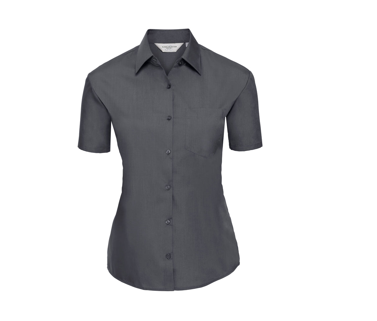 RUSSELL COLLECTION LADIES' SHORT SLEEVE CLASSIC POLYCOTTON POPLIN SHIRT