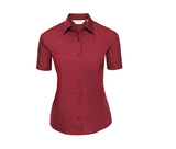 RUSSELL COLLECTION LADIES' SHORT SLEEVE CLASSIC POLYCOTTON POPLIN SHIRT
