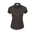 RUSSELL COLLECTION LADIES' SHORT SLEEVE FITTED STRETCH SHIRT