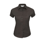 RUSSELL COLLECTION LADIES' SHORT SLEEVE FITTED STRETCH SHIRT