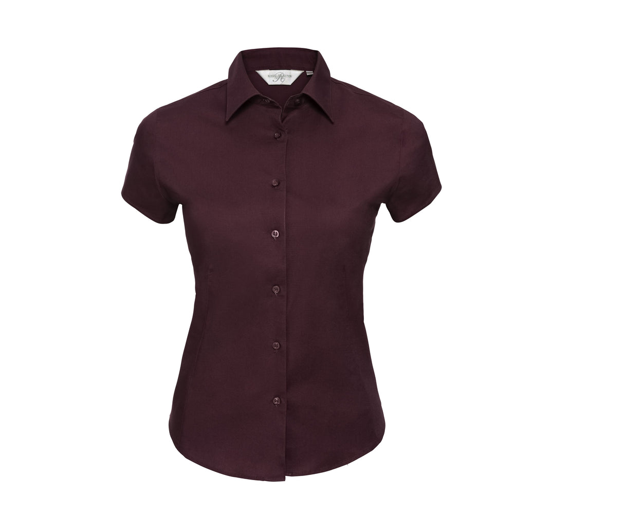 RUSSELL COLLECTION LADIES' SHORT SLEEVE FITTED STRETCH SHIRT