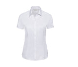 LADIES' SHORT SLEEVE TAILORED HERRINGBONE SHIRT