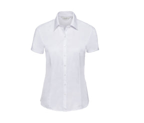 LADIES' SHORT SLEEVE TAILORED HERRINGBONE SHIRT