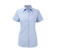 RUSSELL COLLECTION LADIES' SHORT SLEEVE TAILORED HERRINGBONE SHIRT