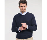 RUSSELL MEN'S V-NECK KNITTED PULLOVER