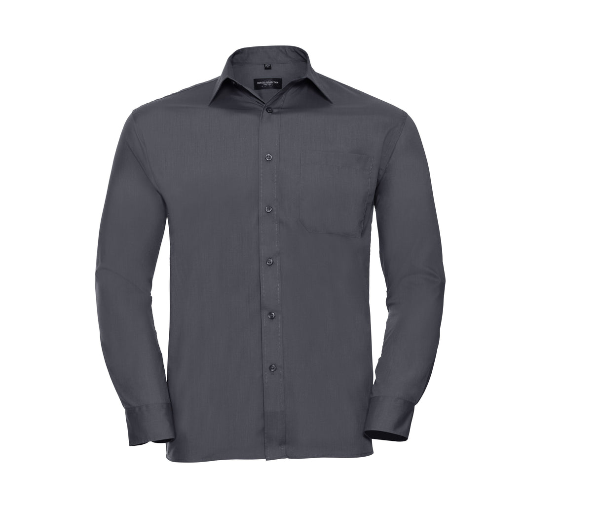 RUSSELL COLLECTION MEN'S LONG SLEEVE CLASSIC POLYCOTTON POPLIN SHIRT