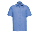RUSSELL COLLECTION MEN'S SHORT SLEEVE CLASSIC POLYCOTTON POPLIN SHIRT