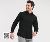 RUSSELL COLLECTION MEN'S LONG SLEEVE FITTED STRETCH SHIRT